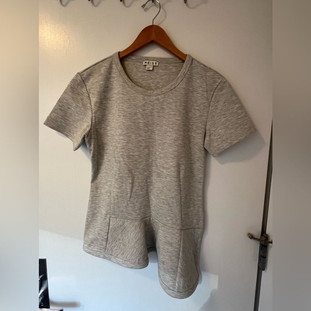 Reiss Asymmetrical Gray Short Sleeve Top
